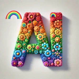 DALL·E 2024-06-25 20.18.28 – The letters ‘AI’ decorated with vibrant, rainbow-colored flowers. Each letter is intricately adorned with various flowers in different colors of the r